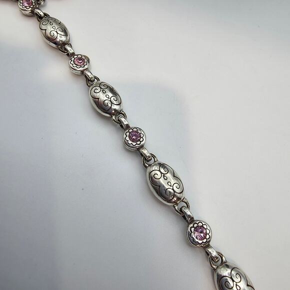 Brighton Breast Cancer Awareness Ribbon Single Heart Charm Bracelet Pink 8" - Picture 4 of 8